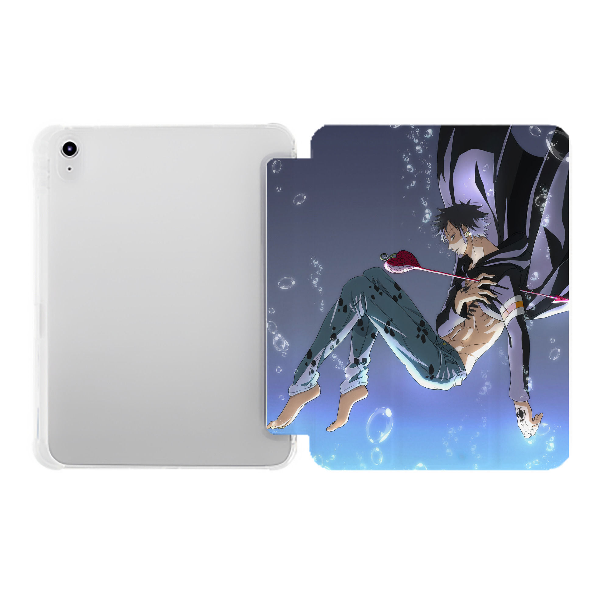（画像用） ワンピース ONE PIECE IPad ケース ペン収納付き 三つ折りスタンド PUレザー×シリコン 対応機種9.5/10.5/10.9インチ